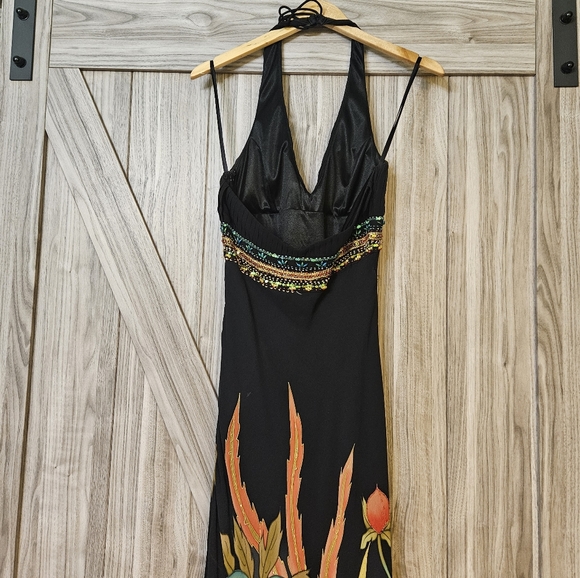 Sue  Wong Black Beaded Silk Chiffon Slip Dress - Picture 5 of 11